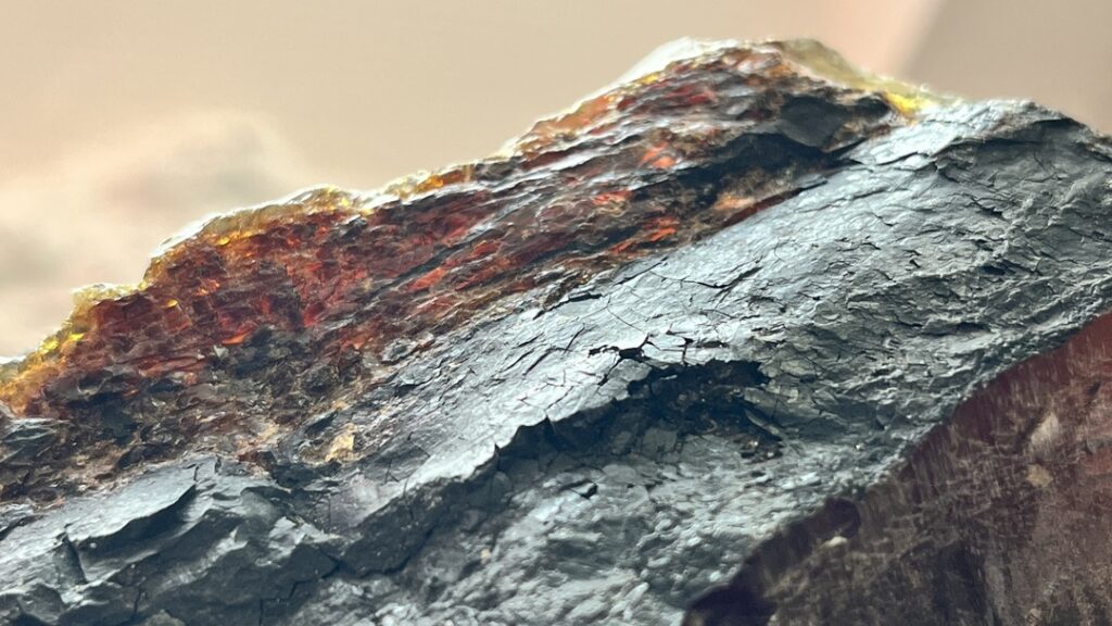 Minéraux naturels, bruts, Zebra-Grass Amber