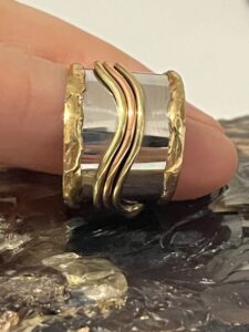 Bague Fil 2 Bague acier inoxydable, laiton, cuivre fabriquée à la main par artisans de Jaïpur en Inde