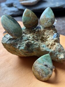 Bagues Variscite Bagues en Variscite, anneau en argent 925, ajustable.